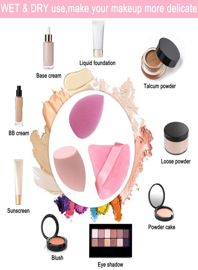 Scartink 6+6 Professional Makeup Sponge Set,2.76 inch Portable Soft Sponge Setting Face Puffs,Multicolor Makeup Blending Sponge Cosmetic Applicator for Loose Powder,Liquid,Facial Makeup Tools（Pink) - Image 4